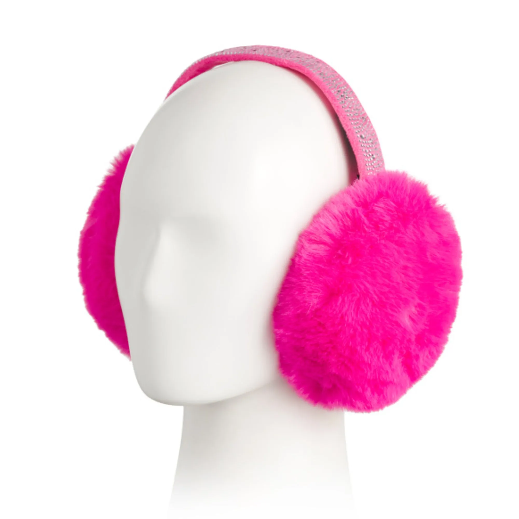 Steve Madden Women's Rhinestone Embellished Foldable Faux Fur Earmuffs