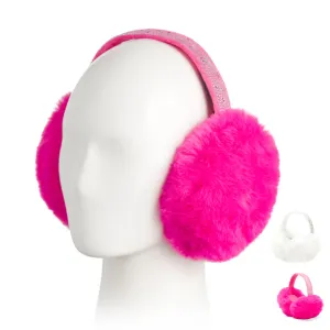 Steve Madden Women's Rhinestone Embellished Foldable Faux Fur Earmuffs