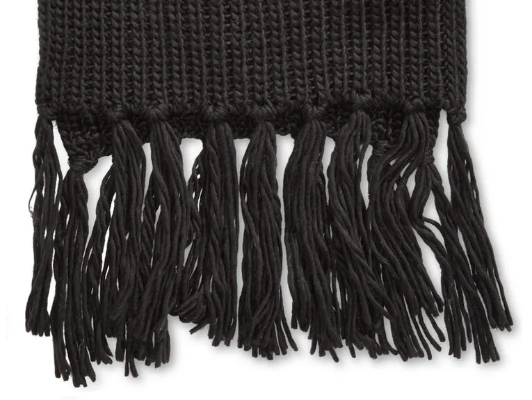 STEVE MADDEN Women's Winter Large Cable Knitted Tassel Scarf in Black