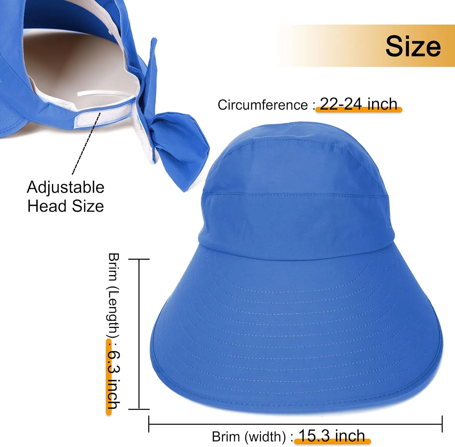Sun Visor Hat for Women Wide Brim Ponytail Hole UV Protection Summer Cap Packable UPF 50  Travel Outdoor