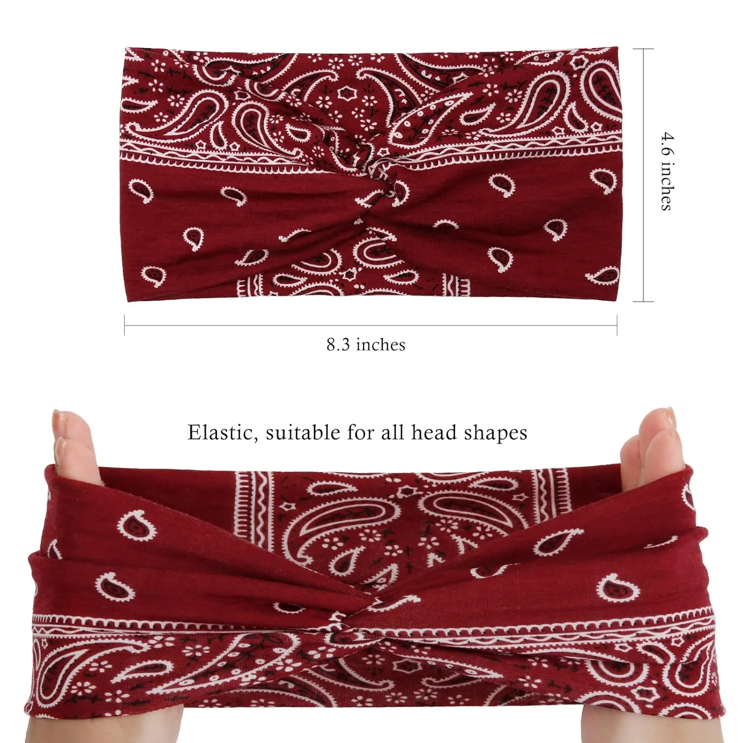 Tobeffect Boho Headbands for Women Bandana Fashion Womens Headbands Non Slip Elastic Wide Turban Head Wrap