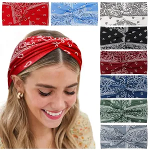 Tobeffect Boho Headbands for Women Bandana Fashion Womens Headbands Non Slip Elastic Wide Turban Head Wrap