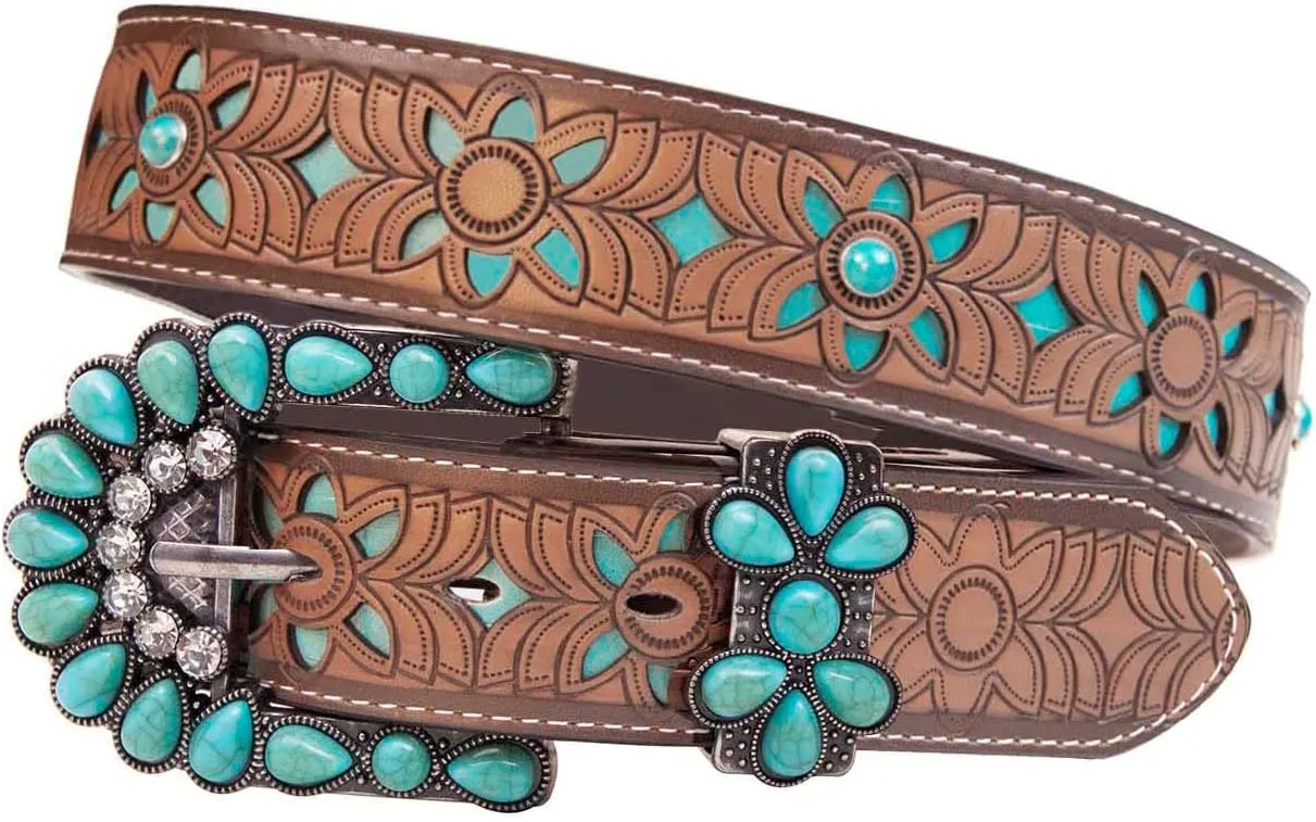 TOPACC Western Belts for Women Men Cowgirl Cowboy Country Belts with Buckles for Jeans Pants Rodeo