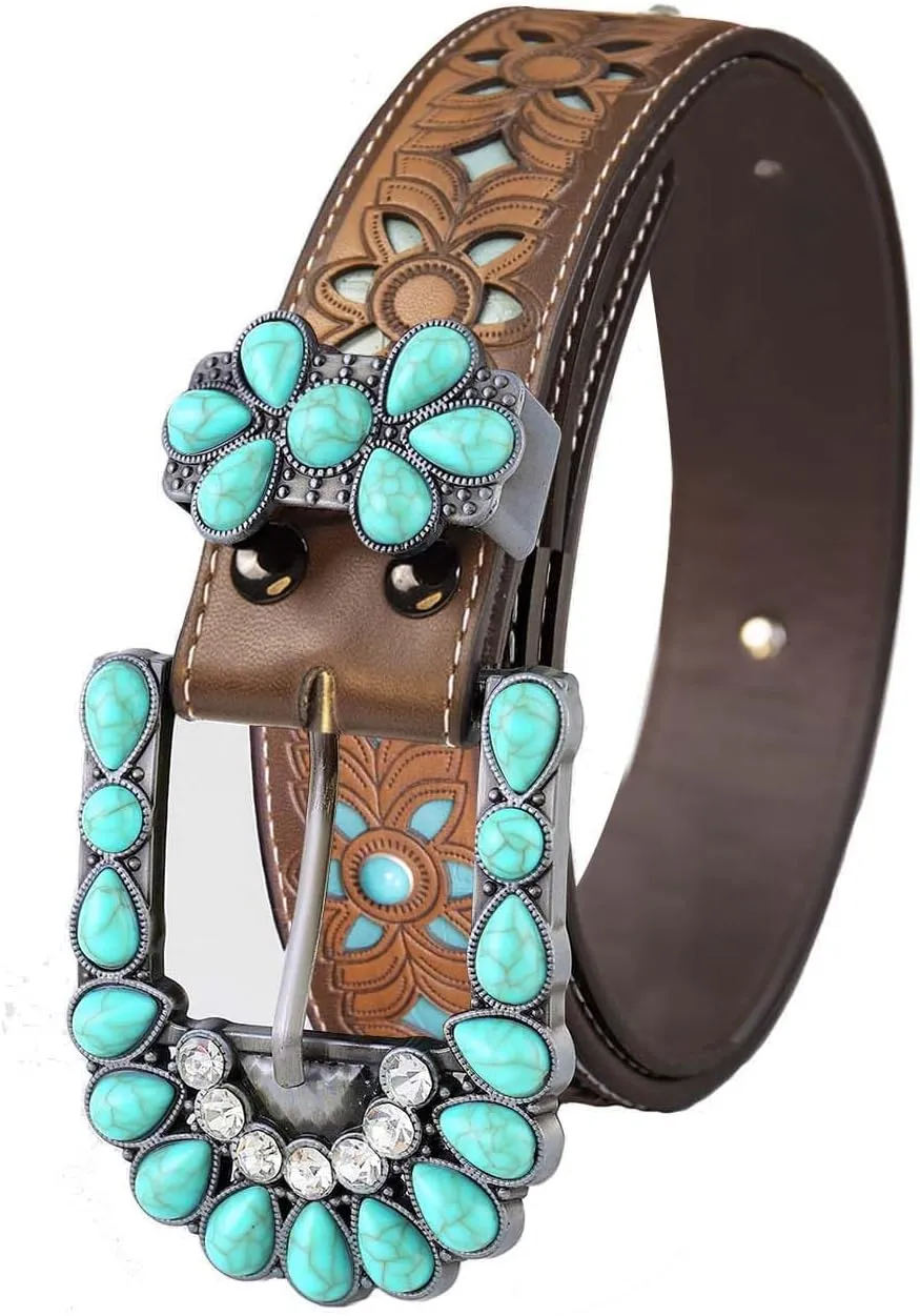 TOPACC Western Belts for Women Men Cowgirl Cowboy Country Belts with Buckles for Jeans Pants Rodeo
