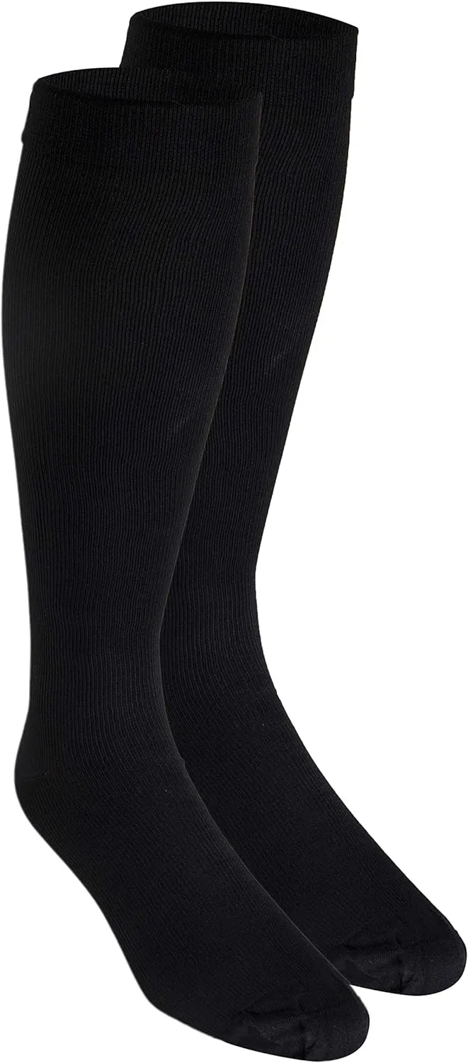 Truform Compression Socks, 15-20 mmHg, Men's Dress Socks, Knee High Over Calf Length, Black, Large