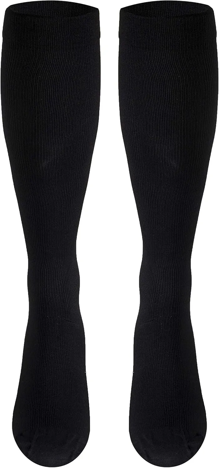 Truform Compression Socks, 15-20 mmHg, Men's Dress Socks, Knee High Over Calf Length, Black, Large