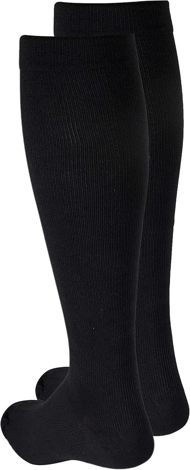 Truform Compression Socks, 15-20 mmHg, Men's Dress Socks, Knee High Over Calf Length, Black, Large