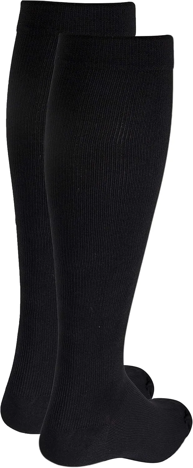 Truform Compression Socks, 15-20 mmHg, Men's Dress Socks, Knee High Over Calf Length, Black, Large