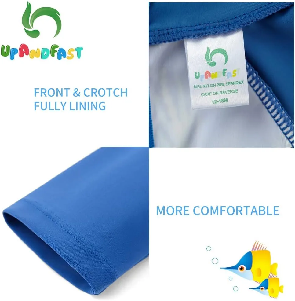 upandfast Baby/Toddler Swimsuit UPF 50  Sun Protection One Piece Zipper Bathing Suit with Sun Hat Infant Beach Swimwear