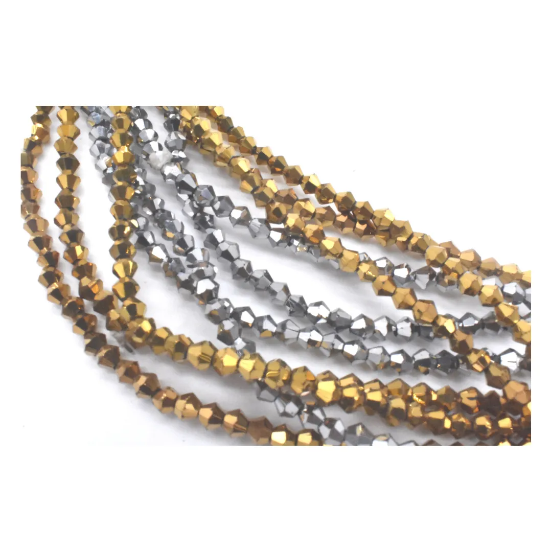 WB11 - Silver and Gold African Glass Seed Waist Beads Belly Chains