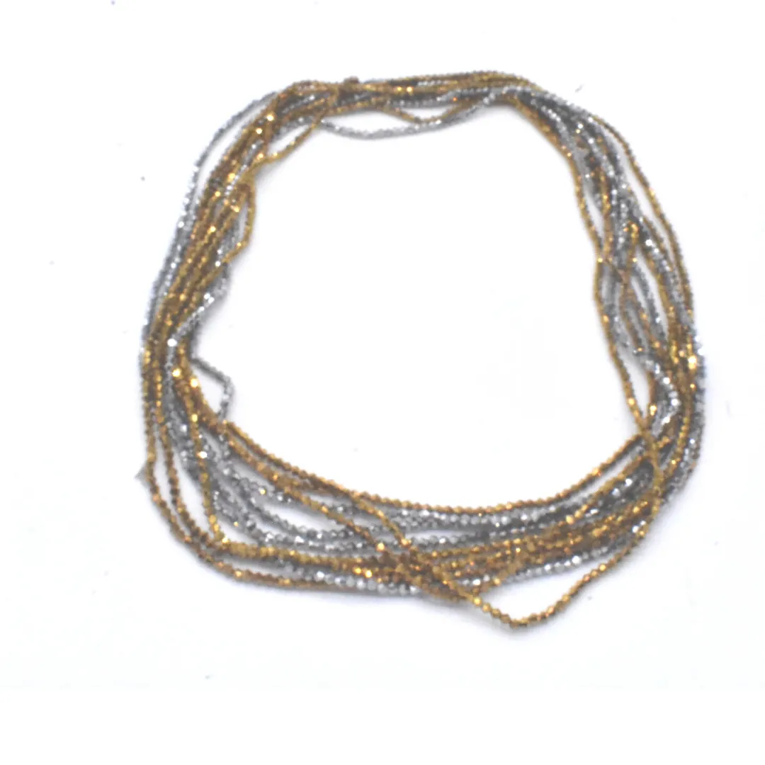WB11 - Silver and Gold African Glass Seed Waist Beads Belly Chains