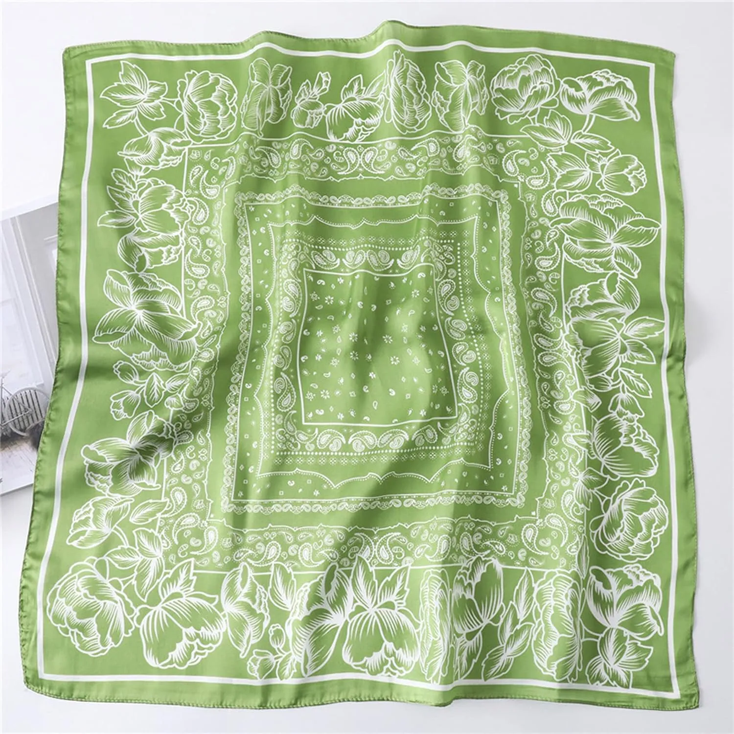 WENLOOY Square Satin Silk Feeling Hair Scarf Headscarf for Women/Men's Necktie Silk Bandanas Pocket Square