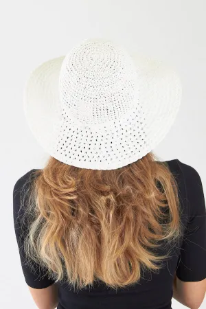 White Bow Trim Floppy Sun Hat