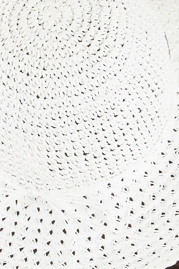 White Bow Trim Floppy Sun Hat