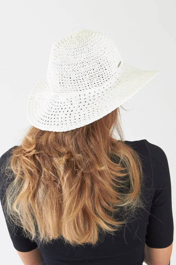White Bow Trim Floppy Sun Hat