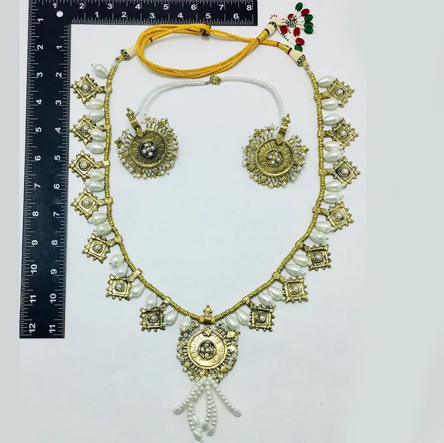 White Pearls and Beaded Tribal Jewelry Set