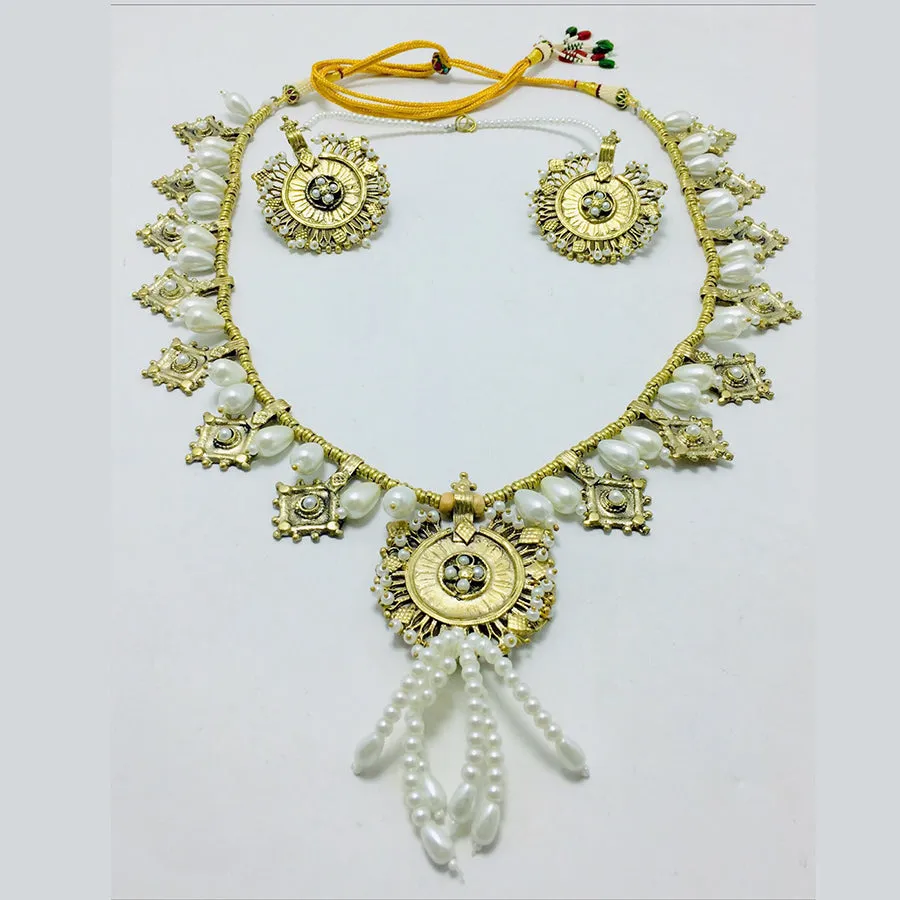 White Pearls and Beaded Tribal Jewelry Set