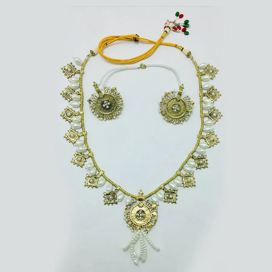 White Pearls and Beaded Tribal Jewelry Set