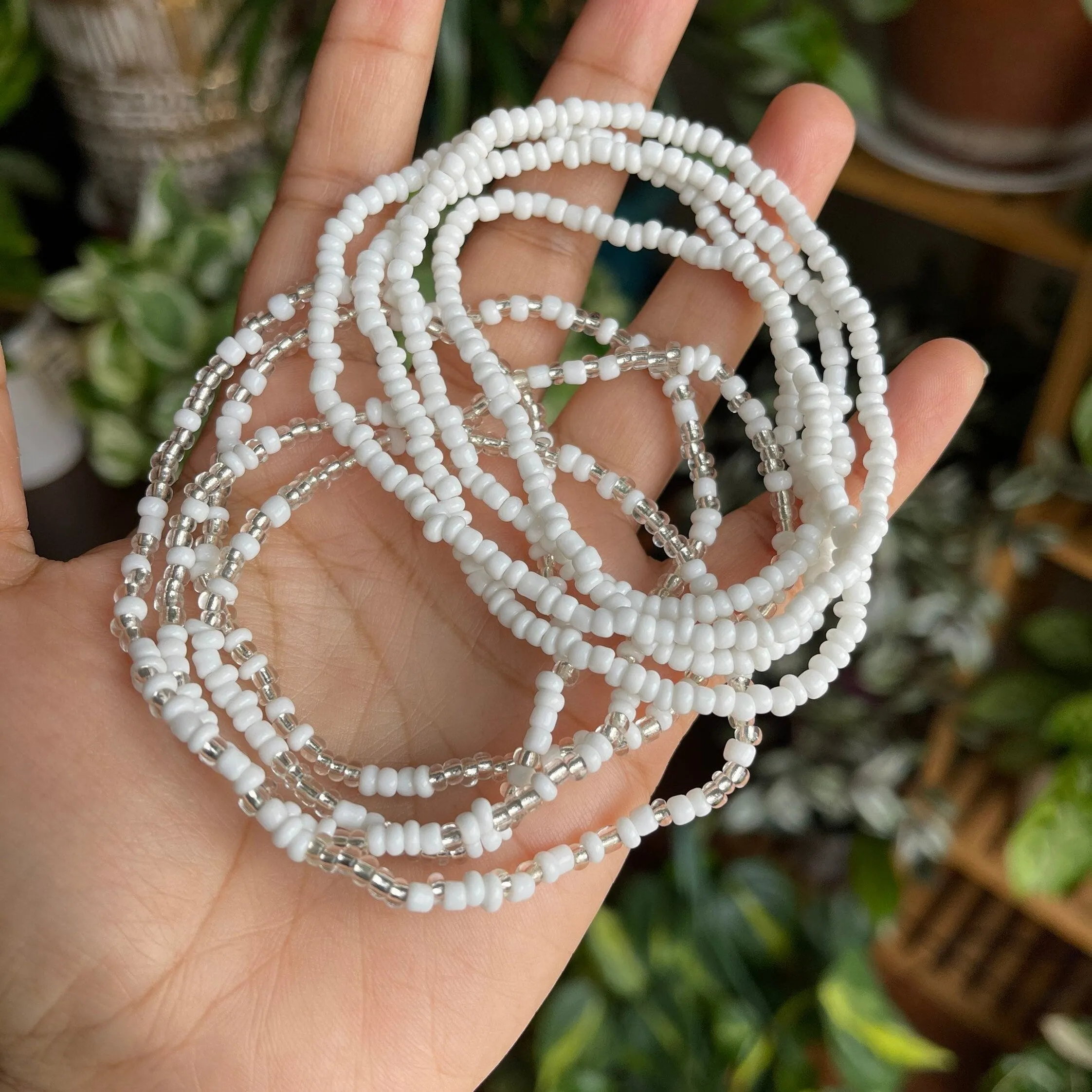 White Slimming Elastic Waist beads