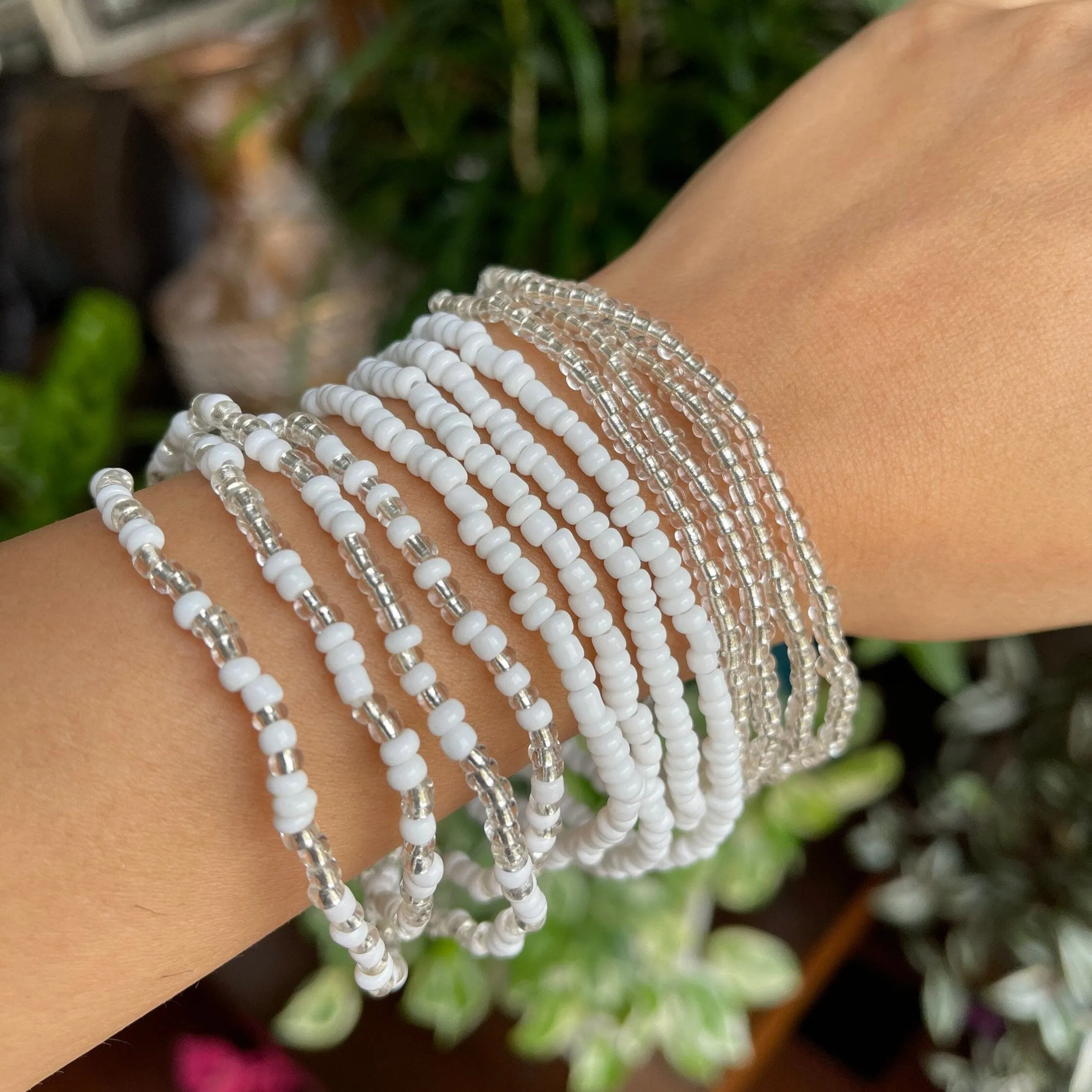 White Slimming Elastic Waist beads