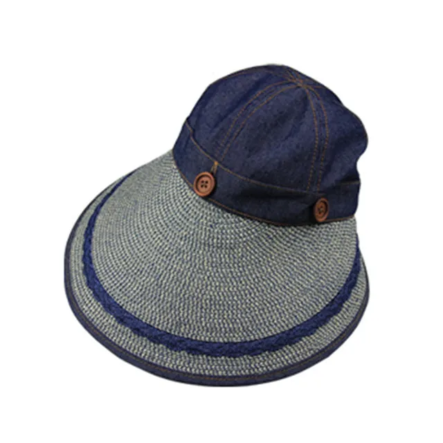 Wide Brim Denim Sun Hat