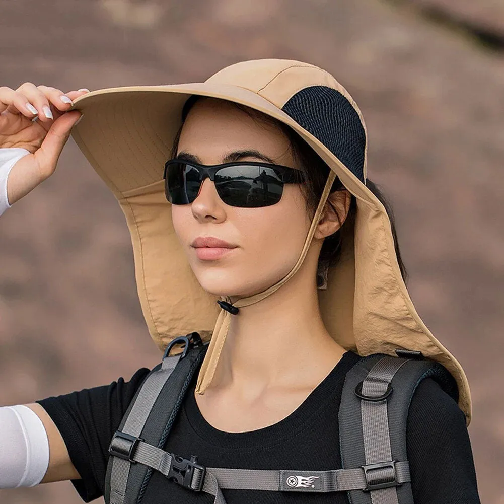 Wide Brim Hat Sun Protection Fishing Caps with Large Neck Flap
