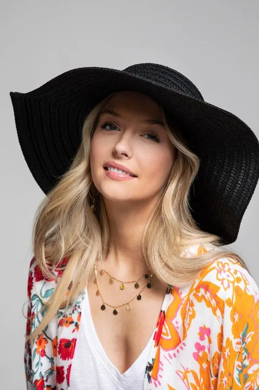Wide Brim Sun Hat in Black