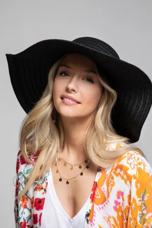 Wide Brim Sun Hat in Black