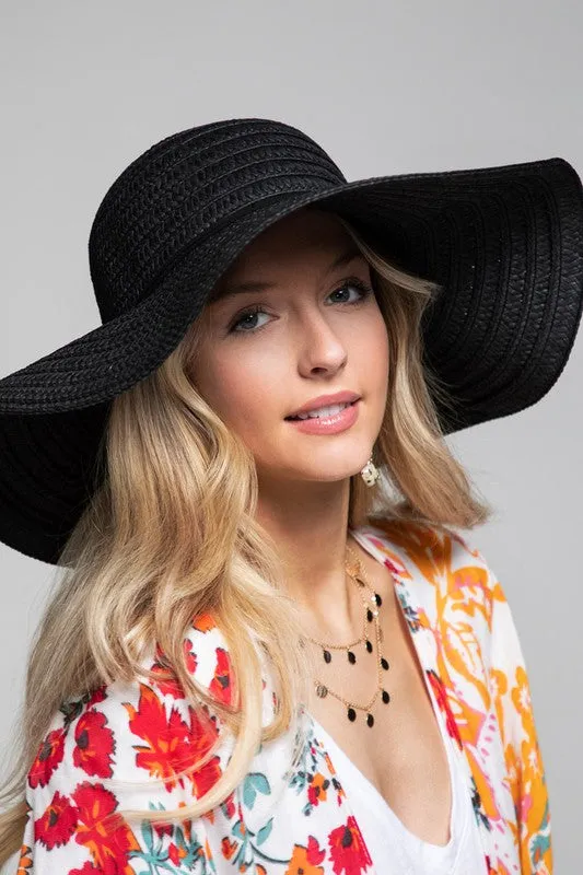 Wide Brim Sun Hat in Black