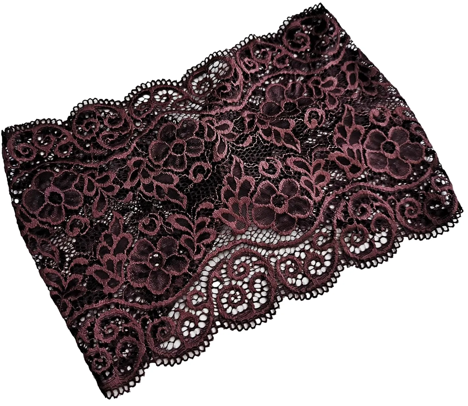Women's Stretch Lace Headbands - Wide Turban Headbands for Yoga, Headwraps (Brown)