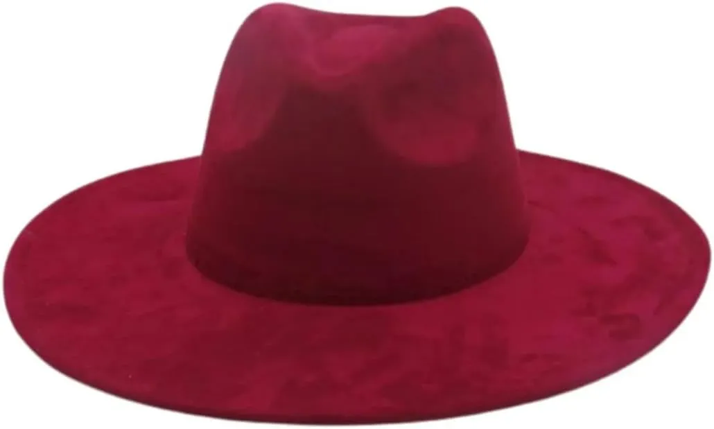Women's Vintage Round Wide Brim Fedora Hat for Men Women Suede Party Hats Ethnic Style Cap