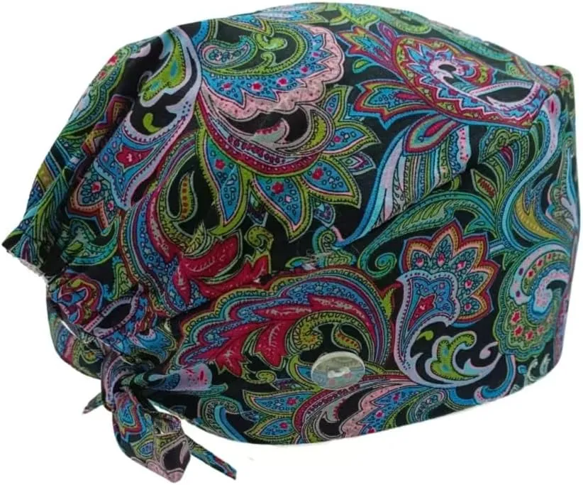 Working Cap with Silky Inner - Cotton Hat with Sweatband and Buttons, Adjustable Tie Back Ponytail, One Size