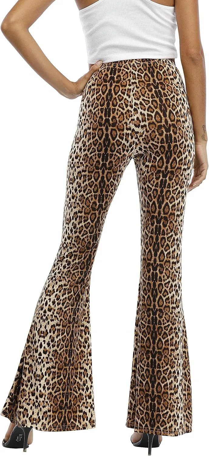WSPLYSPJY Women's Print Stretch Bell Bottom Flare Palazzo Pants Trousers