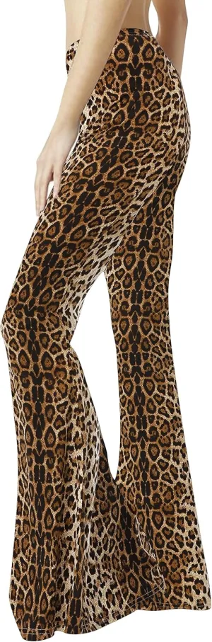 WSPLYSPJY Women's Print Stretch Bell Bottom Flare Palazzo Pants Trousers