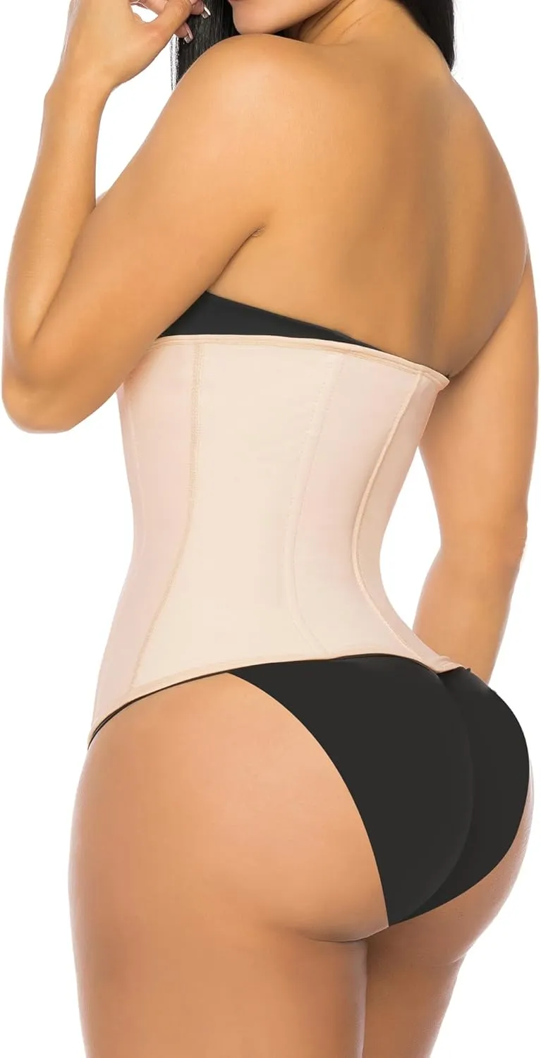 YIANNA Waist Trainer for Women Latex Underbust Tummy Control Waist Cincher Corset Hourglass Body Shaper Zipper and Hooks